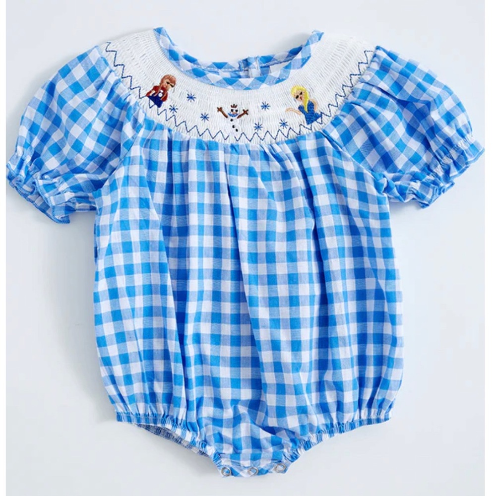 Honey Bean Smocked Disney Frozen Olaf, Anna, Elsa Bubble NWT